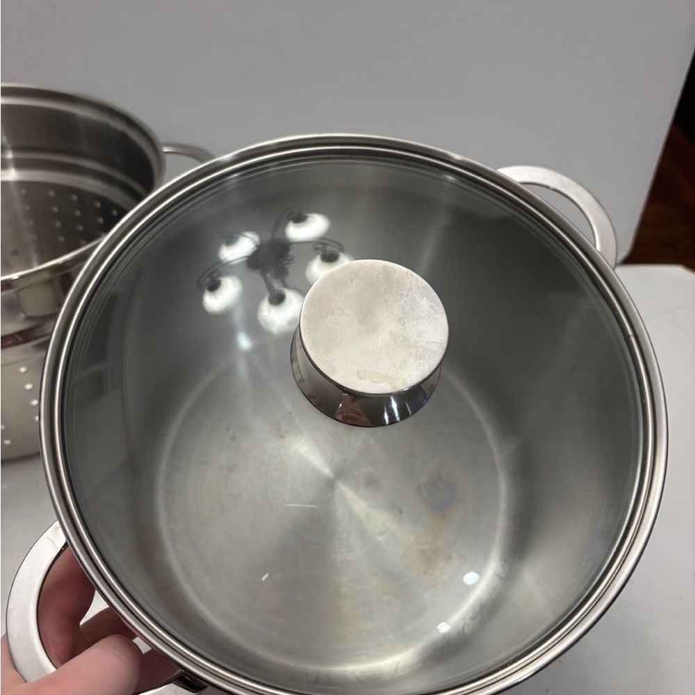 Crate & Barrel stainless steel, cooking part and strainer - Picture 3 of 8